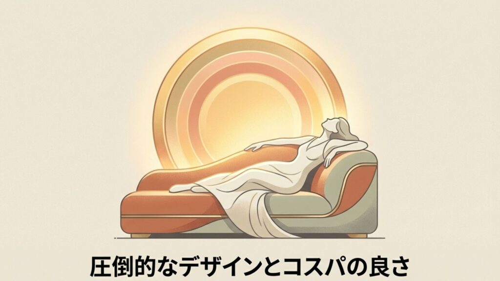 ソファでリラックスしてくつろぐ女性のイラスト。圧倒的なデザインとコスパの良さ