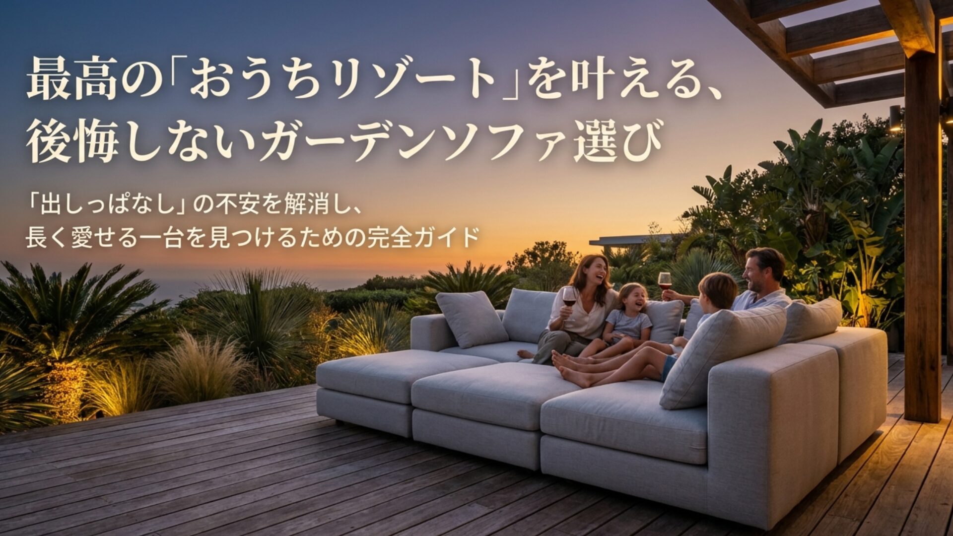 最高の「おうちリゾート」を叶えるガーデンソファ選びと、出しっぱなしでも長く愛せる完全ガイドの表紙