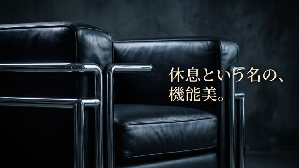 ル・コルビュジエが設計した休息のための機能美を備えたソファの解説スライド