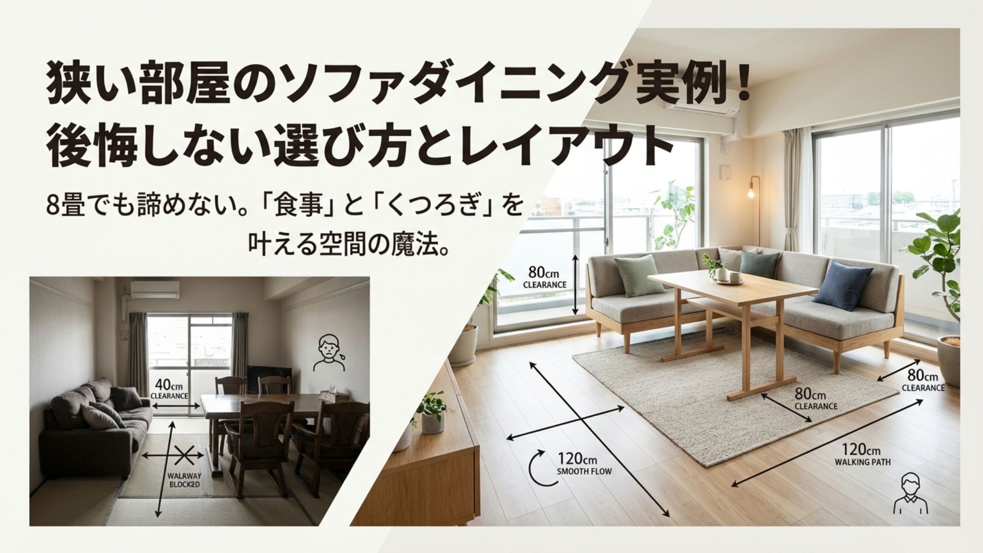 狭い部屋でのソファダイニング実例と後悔しない選び方のタイトルスライド