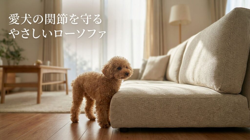 愛犬の関節を守るためのローソファのメリットを表現したイメージ