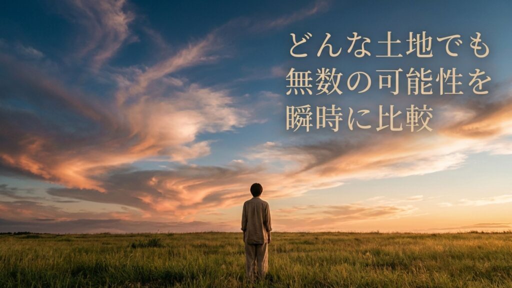 さまざまな土地の形状に合わせて複数の間取りパターンが瞬時に生成される様子