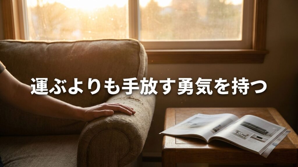 高額な運賃を払うよりもソファを手放して買い替える選択肢を提案するスライド