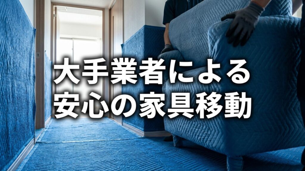 大手引越し業者による丁寧で安心な家具移動サービスを紹介するイメージ