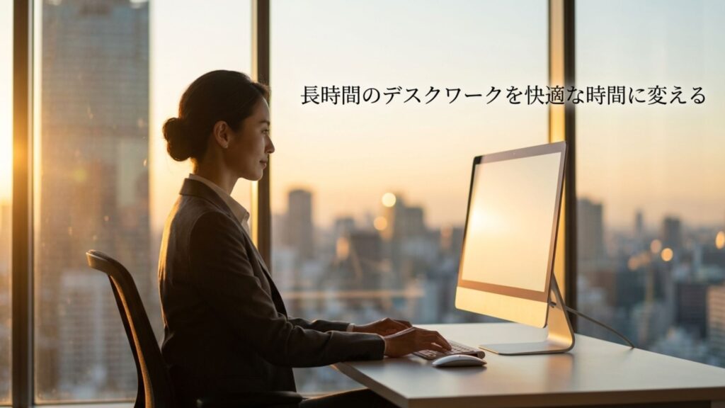 長時間のデスクワークを快適にするオフィス用クッションのイメージ