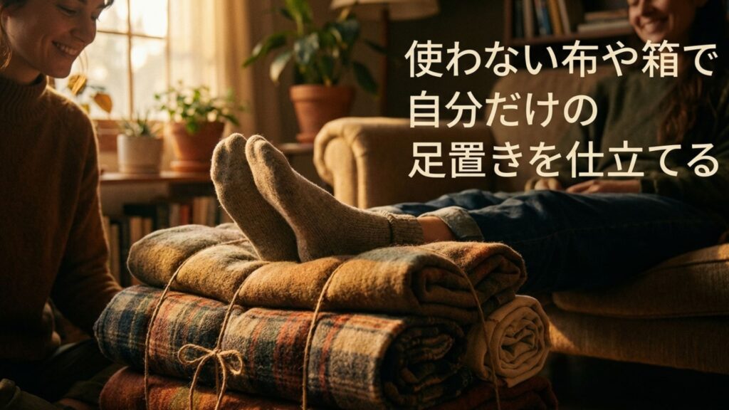 使わない布や箱で自分だけの足置きを仕立てる