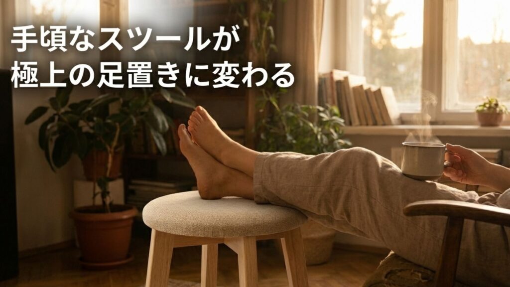 手頃なスツールが極上の足置きに変わる