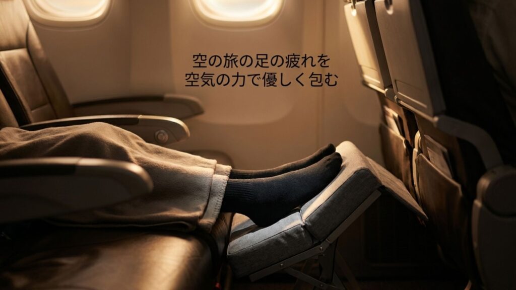 空の旅の足の疲れを空気の力で優しく包む
