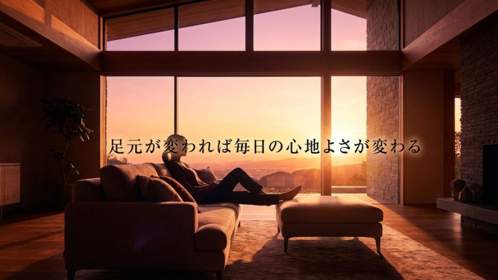 足元が変わることで毎日の心地よさが変わるという、記事全体の結論をまとめたメッセージ。