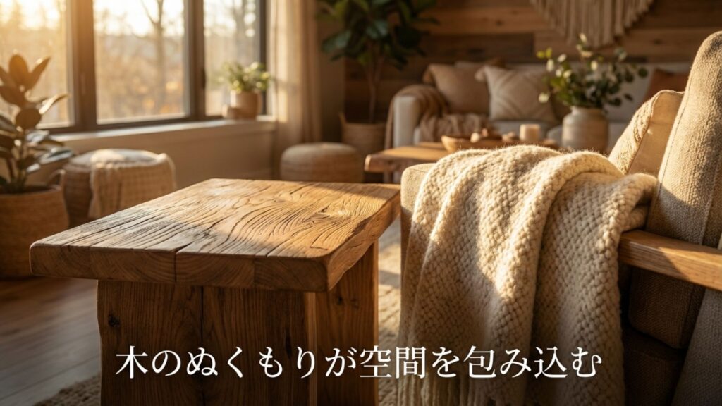 木のぬくもりが感じられる、空間に馴染む木製サイドテーブルの天板