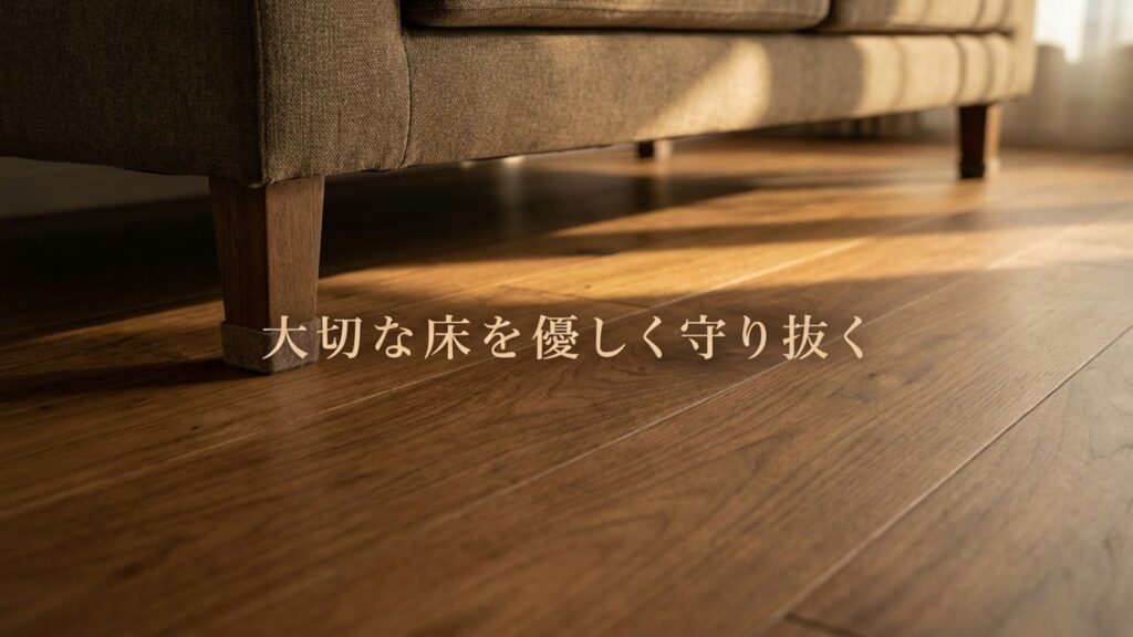 大切な床を優しく守り抜くというテキストが書かれたイメージ画像