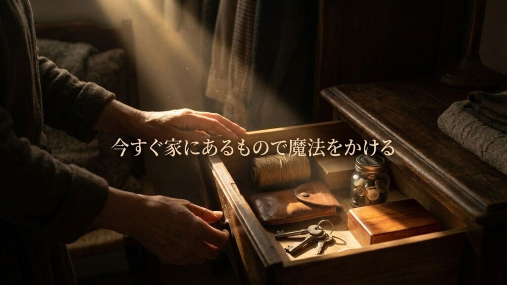 今すぐ家にあるもので魔法をかけるというテキストが書かれたイメージ画像