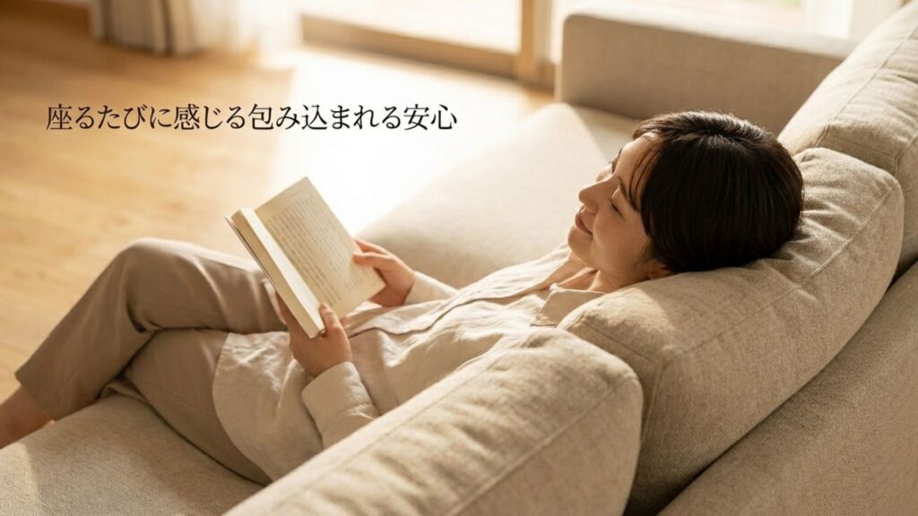 座るたびに感じる包み込まれる安心というテキストが書かれたイメージ画像