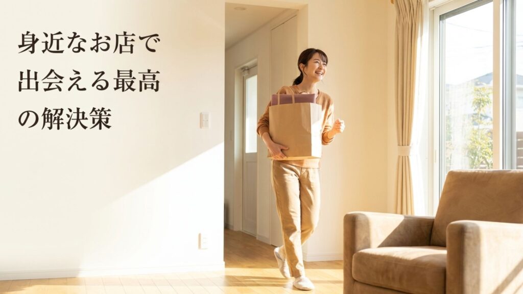 身近なお店で出会える解決策というテキストが書かれたイメージ画像