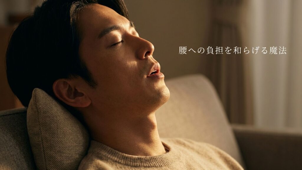 「腰への負担を和らげる魔法」というメッセージ