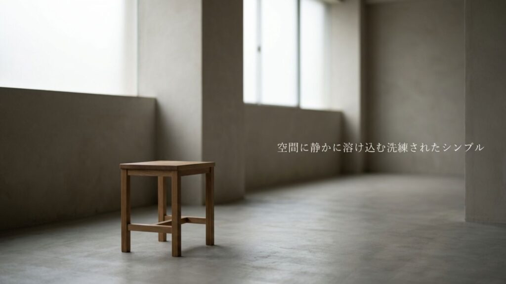 空間に静かに溶け込む洗練されたシンプルというテキスト