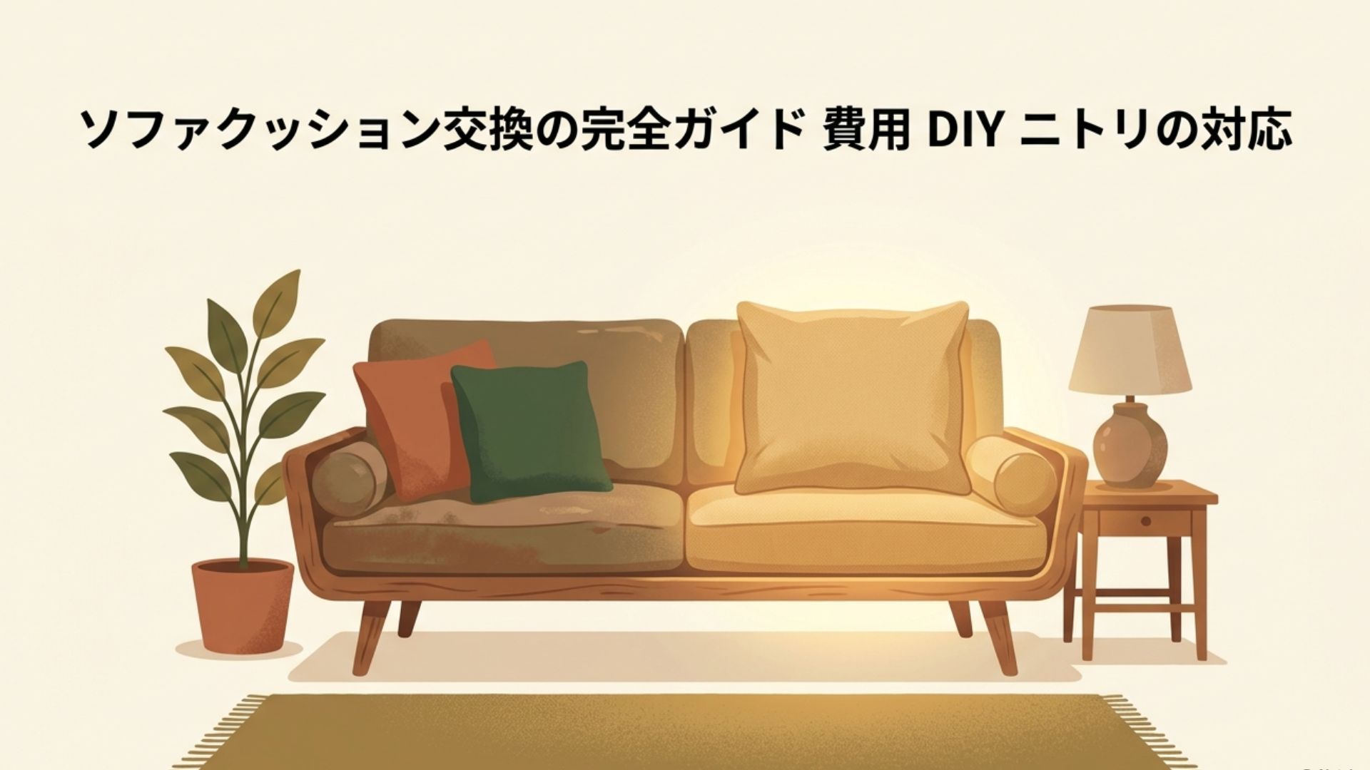 ソファクッション交換の完全ガイドを説明するタイトル画像