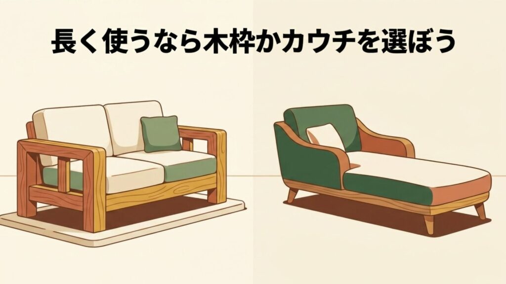 長く使うためにおすすめな独立型クッションの木枠ソファ