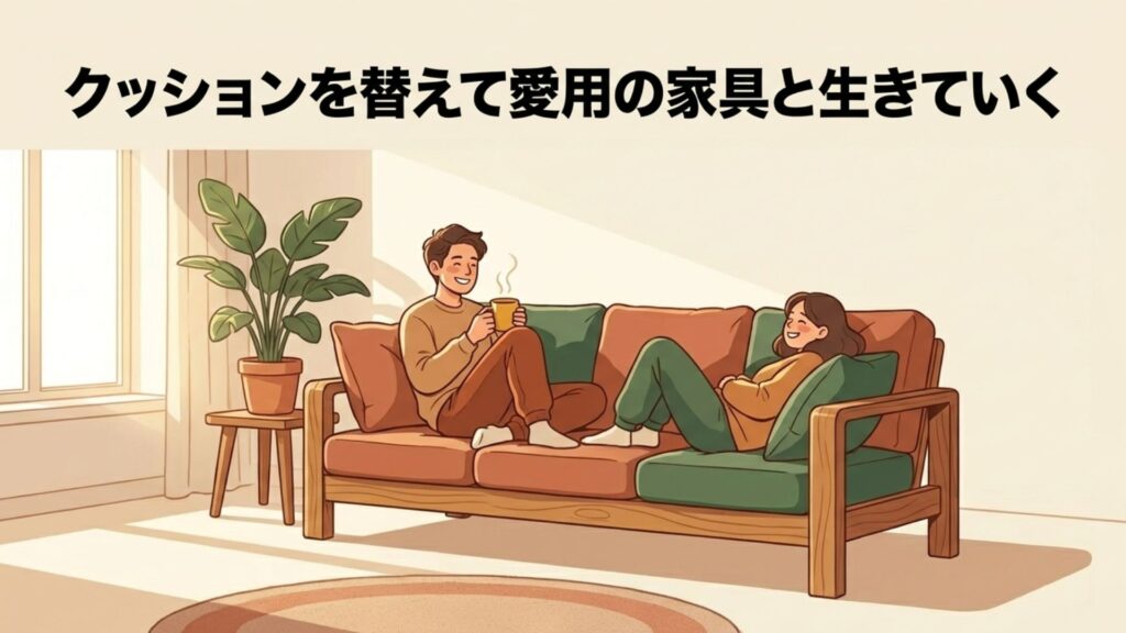 クッションを交換して愛用のソファとこれからも長く暮らしていくイメージ