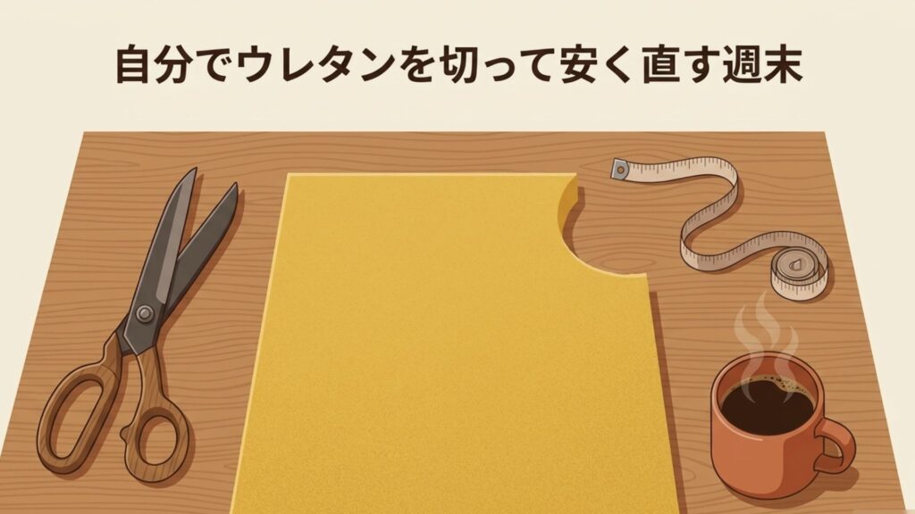 自分でウレタンを切って安く直すDIY作業に使うハサミのイメージ