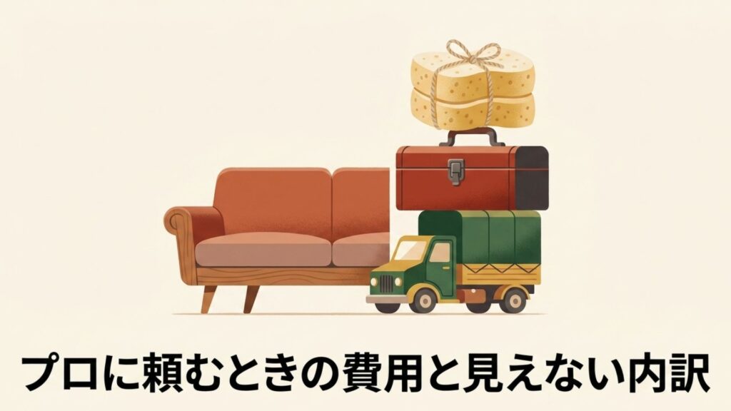プロの業者に修理を頼むときの輸送トラックや見えない費用の内訳イメージ