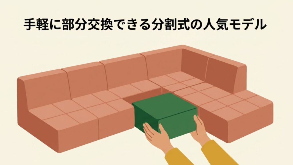 手軽に部分交換ができるニトリなどの分割式人気ソファモデル