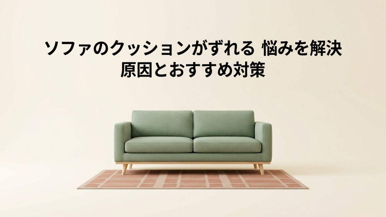 緑色の2人掛けソファがラグの上に置かれている様子